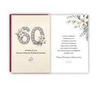 Penitue 60 Ans Carte Anniversaire Mariage, Double Face Carte Anniversaire Mariage de Diamant 60e D'Amour Rétro Cadeau avec Enveloppe pour Épouse Mari Couple Parents
