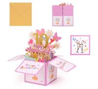 Penitue Carte Pop-up 10e Anniversaire, Cœur Coloré Papillon Feux d'Artifice Cartes d'Anniversaire 3D avec Carte de Vœux et Enveloppe Cartes Pop-Up Romantiques pour Couple