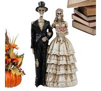 Penlimly Figurines Squelette Couple Halloween - Décoration d'Intérieur Sculpture Figurine Romantique | Statue Mariée Mari Polyvalente Présentation Étagère Comptoir Bureau