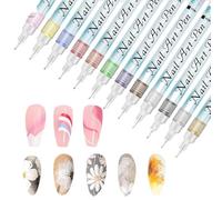 Penlimly Stylos à Ongles - Marqueurs de Dessin à Séchage Rapide 12 Couleurs - Stylo Gel Dessin Art Doodle 0,3mm | Idée Cadeau Noël Anniversaire Salon Maison Adultes Amateurs Artisanat