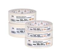 PENNELLIFICIO 2000 | Kit de 5 rubans en papier avec différentes tailles pour masquage et peintures, retrait sans résidu, anti-taches, dimensions 18/24/30/36/48 mm x 45 m - Fabriqué en Italie
