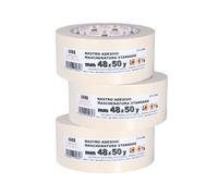 PENNELLIFICIO 2000 Lot de 3 rubans en papier pour masquage et peintres, élimination sans résidu, anti-taches, dimensions 48 mm x 45 m - Fabriqué en Italie
