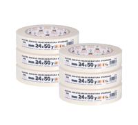 PENNELLIFICIO 2000 Lot de 6 rubans en papier pour masquage et peintres, élimination sans résidu, anti-taches, dimensions 24 mm x 45 m - Fabriqué en Italie