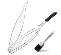 penobon Grille Poisson pour Barbecue, Grill pour Barbecue en Acier Inoxydable avec Brosse à Huile, pour Barbecue à Poisson, Steak de Ailes de Poulet