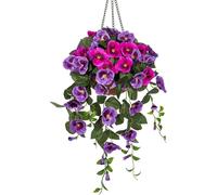 Pensées artificielles Pansy avec ampoule suspendue 80cm Lila