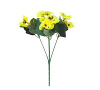 Pensées artificielles printanières en soie avec couleurs vives pour décoration de maison, hôtel, centre de table de mariage, blanc, rouge, violet, jaune, 32 cm de long, design léger (jaune)