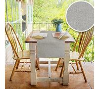 PENSIERI DELICATI Chemin de table moderne élégant, chemin de table 50 x 140 cm, 100 % coton pur recyclé teint en fil, centre de table pour intérieur et extérieur, couleur unie gris, fabriqué en Italie