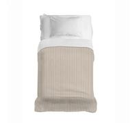 PENSIERI DELICATI Couvre Lit 220 x 290 cm Made in Italy, Toile 100% Coton Pur Recyclé Teinte en Fil, Fantaisie à Rayures Beige, Idéale comme Ameublement, Couverture Dessus de Lits 1 Place et Demi