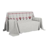 PENSIERI DELICATI Housse de canapé 180 x 290 cm, fabriquée en Italie, 100% Coton Pur, Motif cœur Suspendu Rouge, idéal comme Drap d'ameublement, protège-canapé ou Couvre-lit d'été (1 Place)