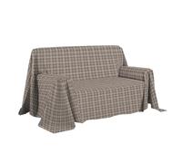 PENSIERI DELICATI Housse de canapé 180 x 290 cm, fabriquée en Italie, Drap Housse 100% Coton Pur, Motif Tartan Beige, idéal comme Drap d'ameublement, protège-canapé ou Couvre-lit d'été (1 Place)