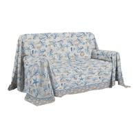 PENSIERI DELICATI Housse de canapé 250 x 290 cm, fabriquée en Italie, 100% Pur Coton, Motif Bleu Marine, idéale comme Serviette d'ameublement, canapé ou Couvre-lit d'été (lit 2 Places)