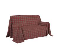 PENSIERI DELICATI Housse de canapé 250 x 290 cm, fabriquée en Italie, Drap Housse 100% Coton Pur, Motif Tartan Rouge, idéal comme Drap d'ameublement, protège-canapé ou Couvre-lit d'été (2 Places)