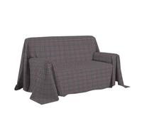 PENSIERI DELICATI Housse de canapé 250 x 290 cm, fabriquée en Italie, Drap Housse 100% Coton Pur, Motif Tartan Anthracite, idéal comme Drap d'ameublement, protège-canapé ou Couvre-lit d'été (2