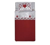 PENSIERI DELICATI Parure de lit 1 Place et demie 100% Coton, Parure de lit 1 Place et demie 120 x 200 cm, avec Drap Plat, Dessus et 1 taie d'oreiller, fabriquée en Italie, Fantaisie en Peluche Rouge