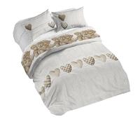 PENSIERI DELICATI Parure de lit Double 100% Coton, avec Housse de Couette 250 x 200 cm et 2 taies d'oreiller 52 x 82 cm, fabriquée en Italie, Housse de Couette Lavable en Machine à 40 °, Motif