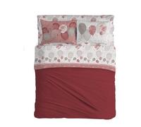 PENSIERI DELICATI Parure de lit Double 100% Coton, Parure de lit Double 180 x 200 cm, avec Drap Plat, Dessus et 2 taies d'oreiller, fabriquée en Italie, Motif Ballons Rouges