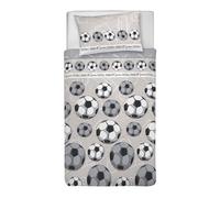 PENSIERI DELICATI Parure de lit Simple 100% Coton, avec Sac 155 x 200 cm et 1 taie d'oreiller 52 x 82 cm, fabriquée en Italie, Housse de Couette Lavable en Machine à 40 °, Motif Football Gris