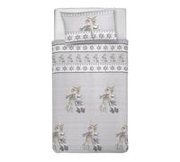 PENSIERI DELICATI Parure de lit Simple 100% Coton, avec Sac 155 x 200 cm et 1 taie d'oreiller 52 x 82 cm, fabriquée en Italie, Housse de Couette Lavable en Machine à 40 °, Fantaisie Renne Gris