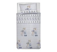 PENSIERI DELICATI Parure de lit Simple 100% Coton, avec Sac 155 x 200 cm et 1 taie d'oreiller 52 x 82 cm, fabriquée en Italie, Housse de Couette Lavable en Machine à 40 °, Fantaisie Renne Bleue