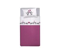 PENSIERI DELICATI Parure de lit Simple 100% Coton, Parure de lit Simple 90 x 200 cm, avec Drap Plat, Drap et 1 taie d'oreiller, fabriquée en Italie, Fantaisie Chatons Roses