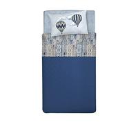 PENSIERI DELICATI Parure de lit Simple 100% Coton, Parure de lit Simple 90 x 200 cm, avec Drap Plat, Drap Dessus et 1 taie d'oreiller, fabriquée en Italie, Motif Voler Bleu Clair