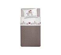 PENSIERI DELICATI Parure de lit Simple 100% Coton, Parure de lit Simple 90 x 200 cm, avec Drap Plat, Drap et 1 taie d'oreiller, fabriquée en Italie, Fantaisie Chatons Beige