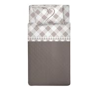 PENSIERI DELICATI Parure de lit Simple 100% Coton, Parure de lit Simple 90 x 200 cm, avec Drap Plat, Drap et 1 taie d'oreiller, fabriquée en Italie, Fantaisie Lovely Check Beige