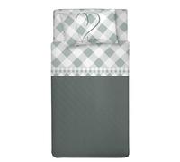 PENSIERI DELICATI Parure de lit Simple 100% Coton, Parure de lit Simple 90 x 200 cm, avec Drap Plat, Drap et 1 taie d'oreiller, fabriquée en Italie, Fantaisie Lovely Check Vert