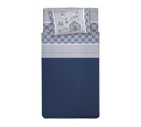 PENSIERI DELICATI Parure de lit Simple, Flanelle 100% Coton Chaud et Doux, Parure de lit 1 Place 90 x 200 cm, avec Drap Plat, Dessus et 1 taie d'oreiller, fabriquée en Italie, Chalet Bleu