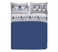 PENSIERI DELICATI Parure de lit Simple Flanelle 100% Coton, Sac 155 x 200 cm et taie d'oreiller 52 x 82 cm, fabriquée en Italie, Housse de Couette Lavable en Machine à 40 °, Motif nanome Bleu