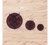 Pentagramme Baphomet diable chèvre satanique autocollant vinyle - ensemble de 3 brillant, 5,1 cm, 7,6 cm, 12,7 cm, rouge