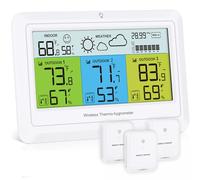 PENTASPI Station météo sans fil pour intérieur et extérieur avec 3 capteurs, thermomètre numérique d'humidité pour la maison avec alerte, pression baromètre, rétroéclairage, station de prévision