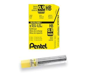 Pentel 509-HB lot de 12 Etuis de 15 mines 0,9mm HB pour porte-mines