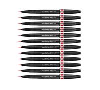 Pentel Arts Brush Sign Pen Artist SESF30C-BX, Lot de 12 Feutres pinceaux Pointe souple extra-fine, Rouge