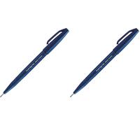 Pentel Arts Brush Sign Pen SES15C-CAX, Feutre pinceau, Bleu nuit (Lot de 2)