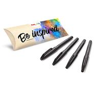 Pentel Arts Brush Sign Pen SES15C, Feutre Pinceau, Noir, Pack de 4