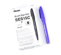 Pentel Arts Brush Sign Pen SES15C-V2X, Feutre pinceau, Indigo, Lot de 10