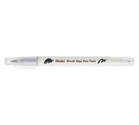 Pentel Arts Brush Sign Pen Twin SESW30C Lot de 10 feutres pinceau bi-pointe, Pointe large et fine, Acquarellable, Gris métallisé