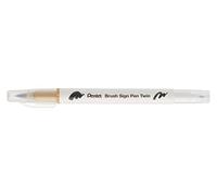 Pentel Arts Brush Sign Pen Twin SESW30C Lot de 10 feutres pinceau bi-pointe, Pointe large et fine, Acquarellable, Beige