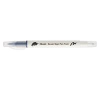 Pentel Arts Brush Sign Pen Twin SESW30C Lot de 10 feutres pinceau bi-pointe, Pointe large et fine, Acquarellable, Gris clair