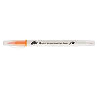 Pentel Arts Brush Sign Pen Twin SESW30C Lot de 10 feutres pinceau bi-pointe, Pointe large et fine, Acquarellable, Ocre