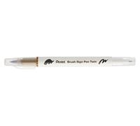 Pentel Arts Brush Sign Pen Twin SESW30C Lot de 10 feutres pinceau bi-pointe, Pointe large et fine, Acquarellable, Bois brut