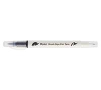 Pentel Arts Brush Sign Pen Twin SESW30C Lot de 10 feutres pinceau bi-pointe, Pointe large et fine, Acquarellable, Noir