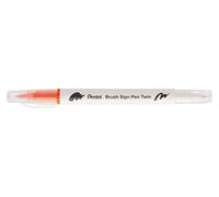 Pentel Arts Brush Sign Pen Twin SESW30C Lot de 10 feutres pinceau bi-pointe, Pointe large et fine, Acquarellable, Orange