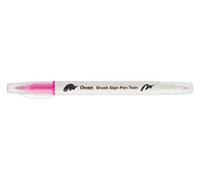 Pentel Arts Brush Sign Pen Twin SESW30C Lot de 10 feutres pinceau bi-pointe, Pointe large et fine, Acquarellable, Rose