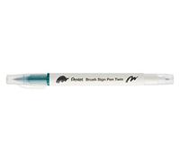 Pentel Arts Brush Sign Pen Twin SESW30C Lot de 10 feutres pinceau bi-pointe, Pointe large et fine, Acquarellable, Vert foncé