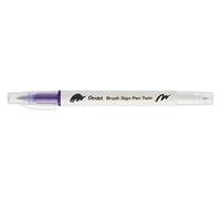 Pentel Arts Brush Sign Pen Twin SESW30C Lot de 10 feutres pinceau bi-pointe, Pointe large et fine, Acquarellable, Violet