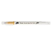 Pentel Arts Brush Sign Pen Twin SESW30C Lot de 10 feutres pinceau bi-pointe, Pointe large et fine, Acquarellable, Moutarde
