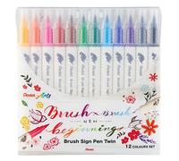 Pentel Arts Brush Sign Pen Twin SESW30C Pochette de 12 feutres pinceau bi-pointe, Pointe large et fine, Acquarellable, Couleurs assorties