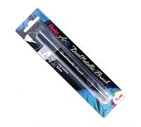 Pentel Arts Dual Metallic Brush XGFH Feutre pinceau encre gel métallisée irisée, pointe nylon, traits fins à larges, 2 effets de couleur argent